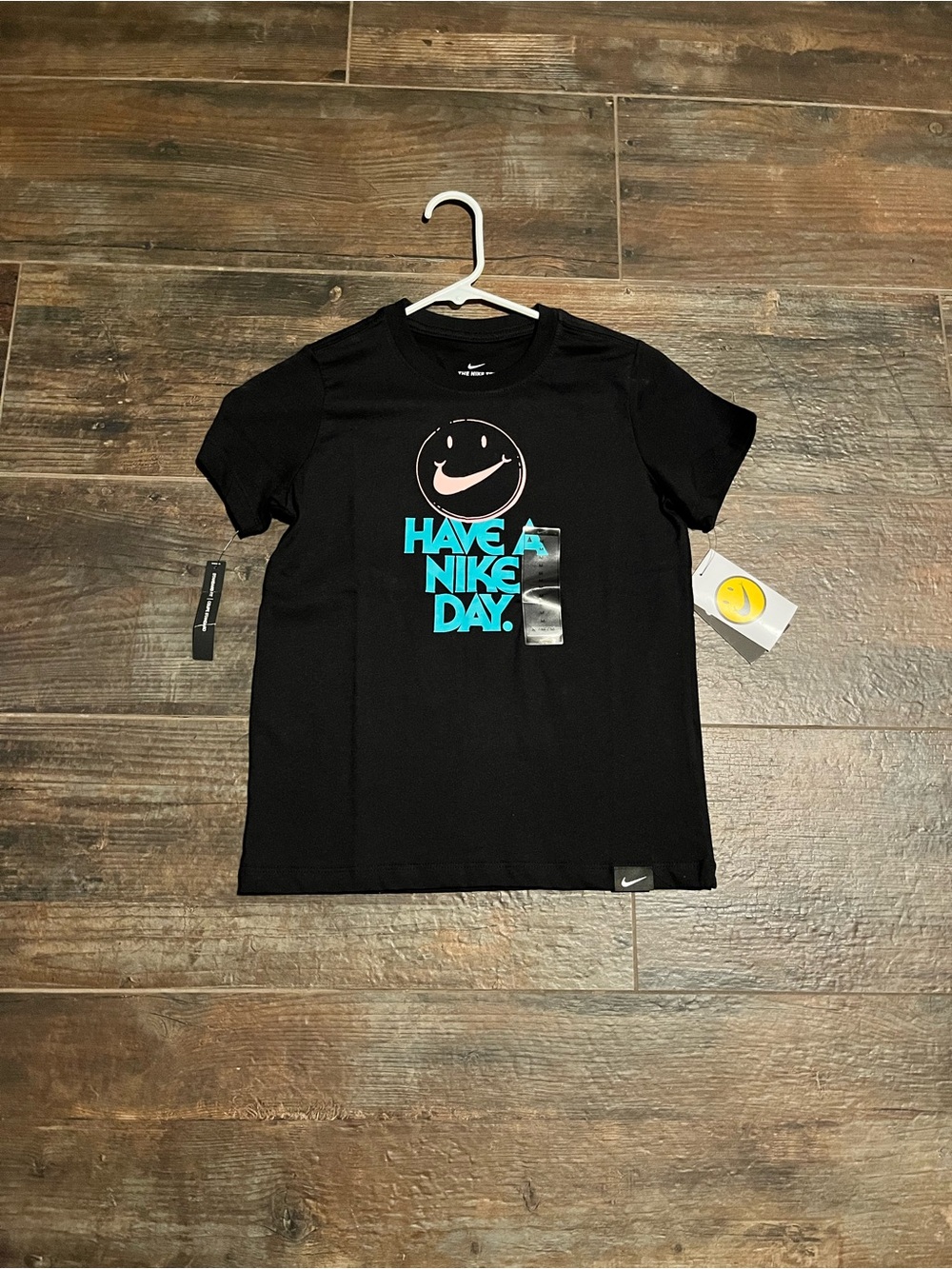 Nike Black Short-Sleeve 'Have a Nike Day' Graphic Tee with Teal Accent